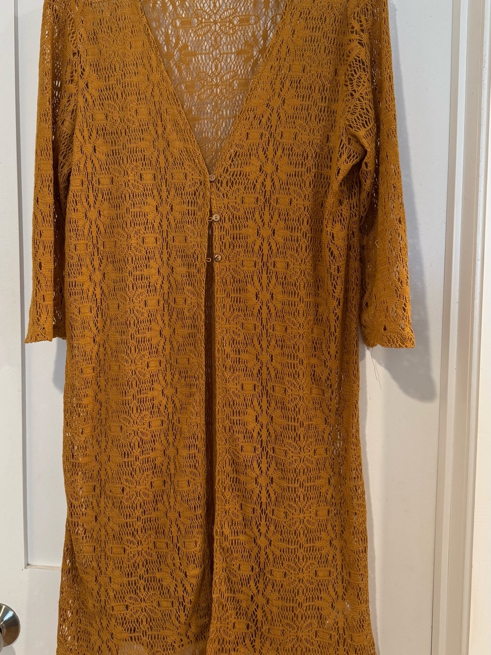 Maurices Mustard Duster 3/4 Sleeve